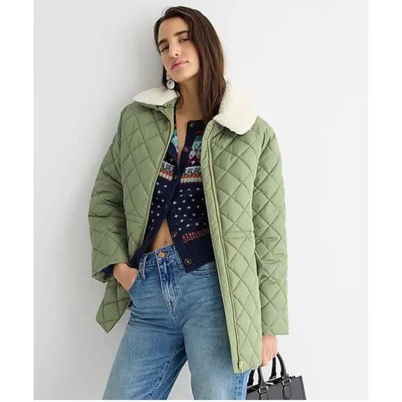 J. CREW Primaloft Quilted sherpa-lined puffer jacket in Navy Blue BM542 // M - Picture 12 of 16